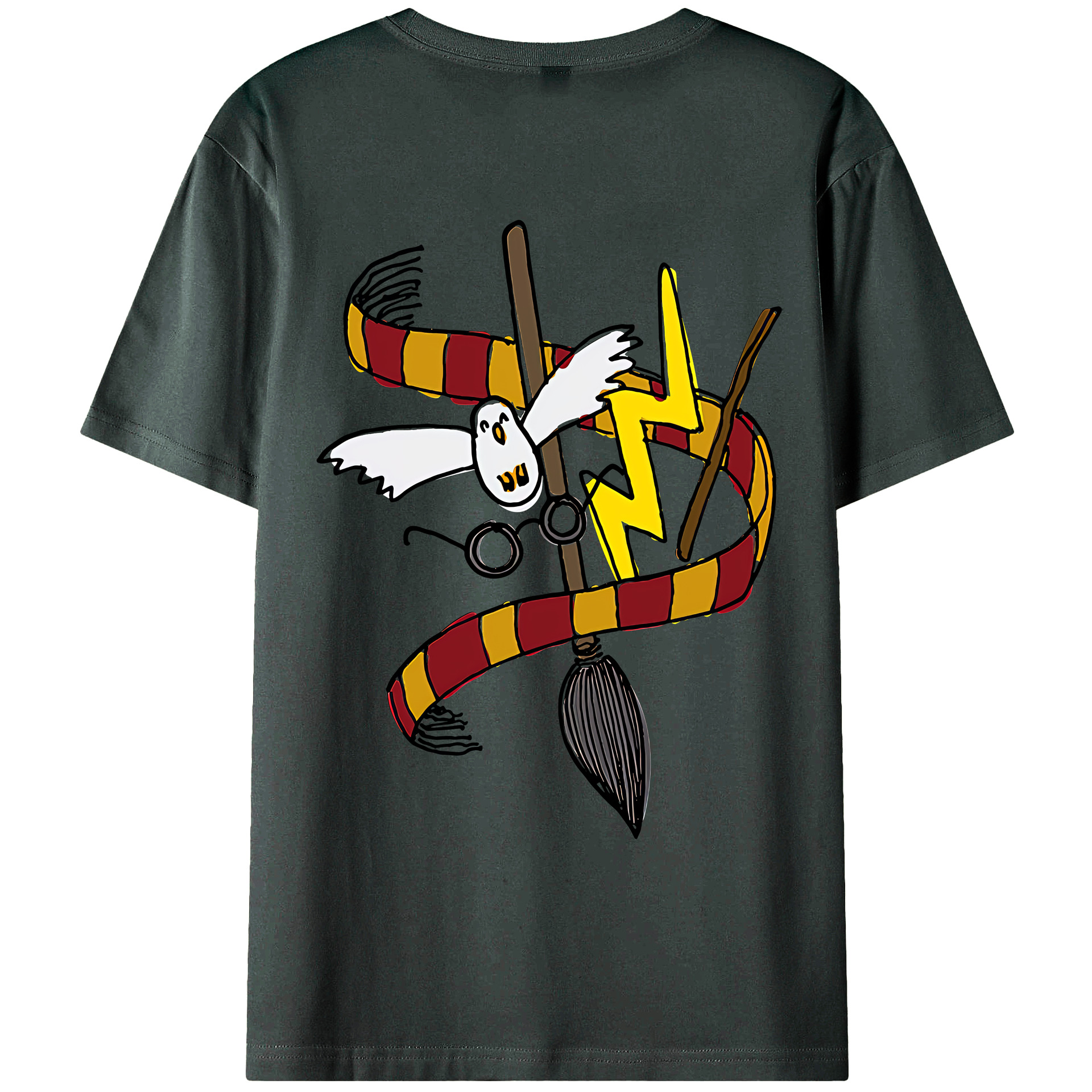 （画像用） Harry Potter ハリー・ポッターシリーズ 綿100％ メンズ半袖Tシャツ（バックプリント） 通気性